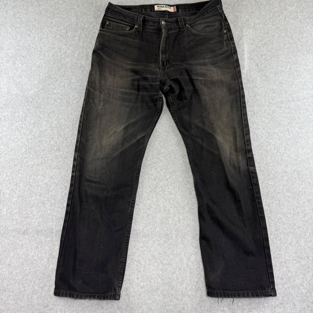 Vintage y2k Levi's 505 Regular Fit Jeans Mens 35x32 Black Faded Straight Denim